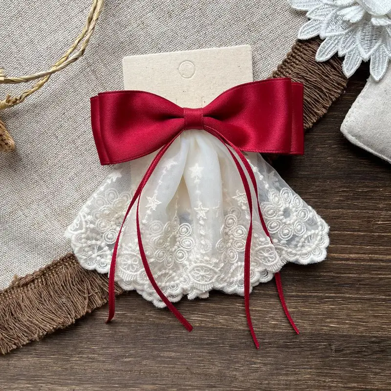 New Temperament Bow Hairpin Children's Lace Back Head Top Clip Girl Sweet Cute Hair Accessories Princess Headdress
