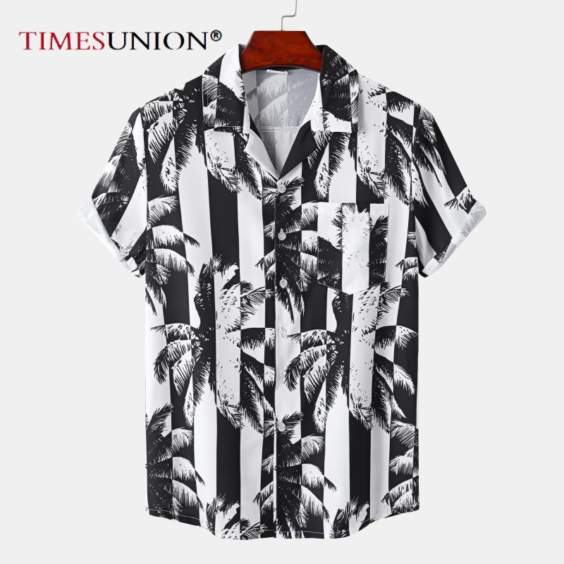 

Кокосовое дерево печать мужская гавайская рубашка 2023 лето новый короткий рукав быстро сухой пляжные рубашки мужчины праздник алоха рок партия рубашка
