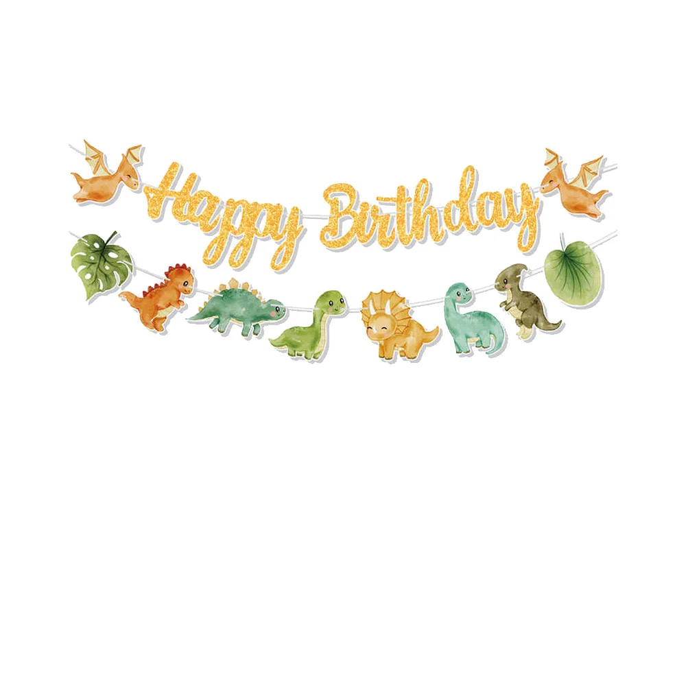 Dinosaurier-Geburtstagsbanner-Girlande, Dinosaurier-Geburtstagsparty-Dekoration für Jungen, Kinder-Dino-Themenparty-Girlande, Hängende Flaggen-Deko – Detail 3