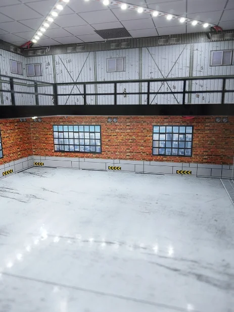 1/64 Car Showroom Garage Scene Model with Light Assembled Parking Lot Diorama Parking Place for Miniatures Vehicles Display image 22