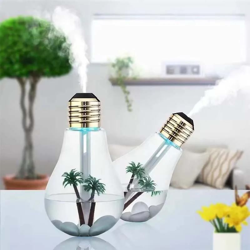 Colorful Light Bulb Humidifier Usb Night Light Desktop Led Lights Home Bedroom Office Study Car Air Humidifier Ambience