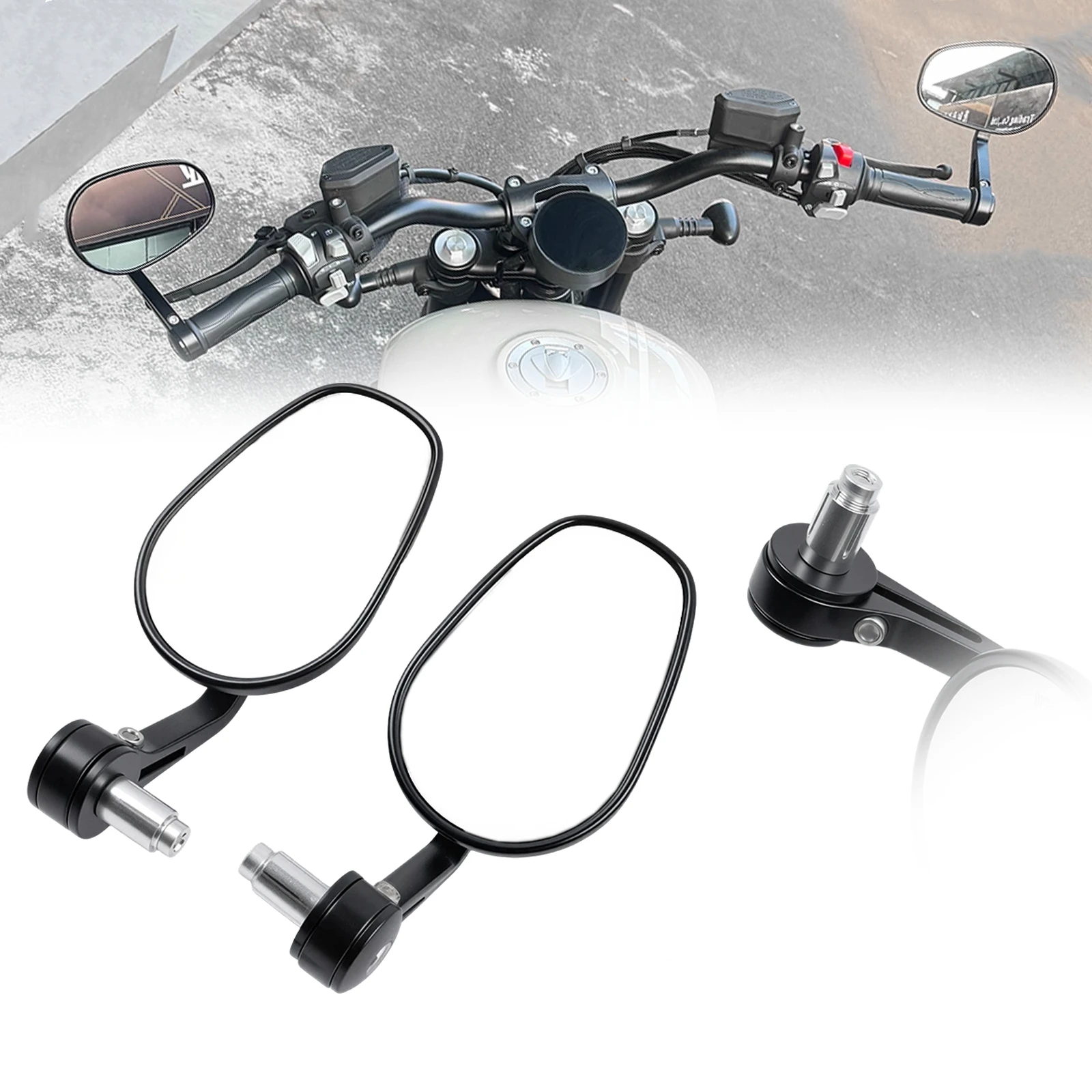 혼다 그롬 CB1000R CB600F BMW R1250GS R1200GS 가와사키 Z1000 Z750용 7/8인치 바 엔드 미러 E24 오토바이 백미러