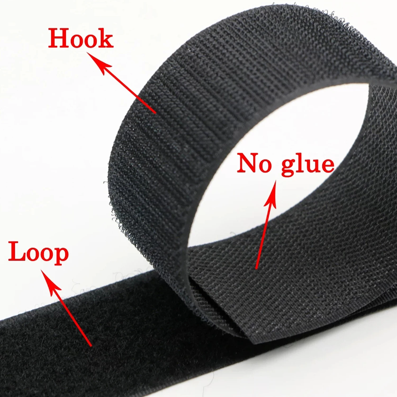 Versatile 150mm Non-Adhesive Hook and Loop Fastener Tape - Sewing-On Black & White