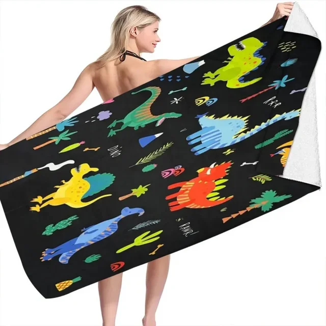 Dinosaur Series  Beach Towel Microfiber Bath Towels Yoga Mat Sport Swimming Towels Absorbent Bath Towel For Girl Kids Gifts 3