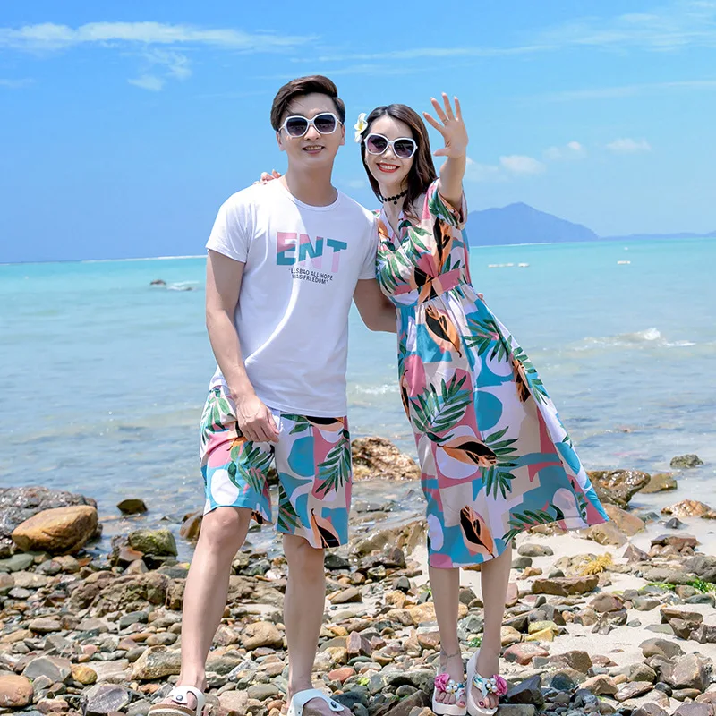 Family Matching Outfits Summer Beach Mother Daughter  Dresses Dad Son T-shirt & Shorts Family Look Couple Matching Outfit 3