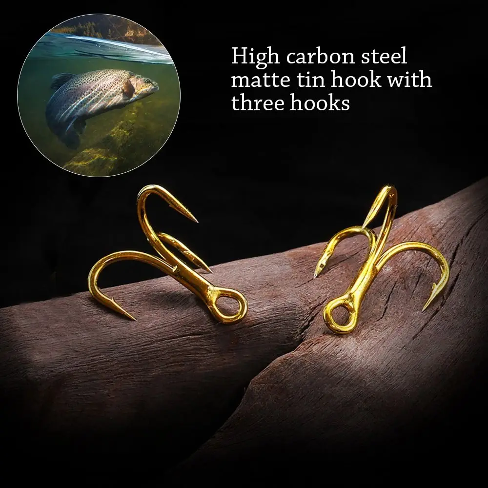 

10PCS Treble Jig 6X Fishhooks new Lure Tea color Barbed Hooks Fishing Tackle Sharpness fishing Triple anchor hook Durable