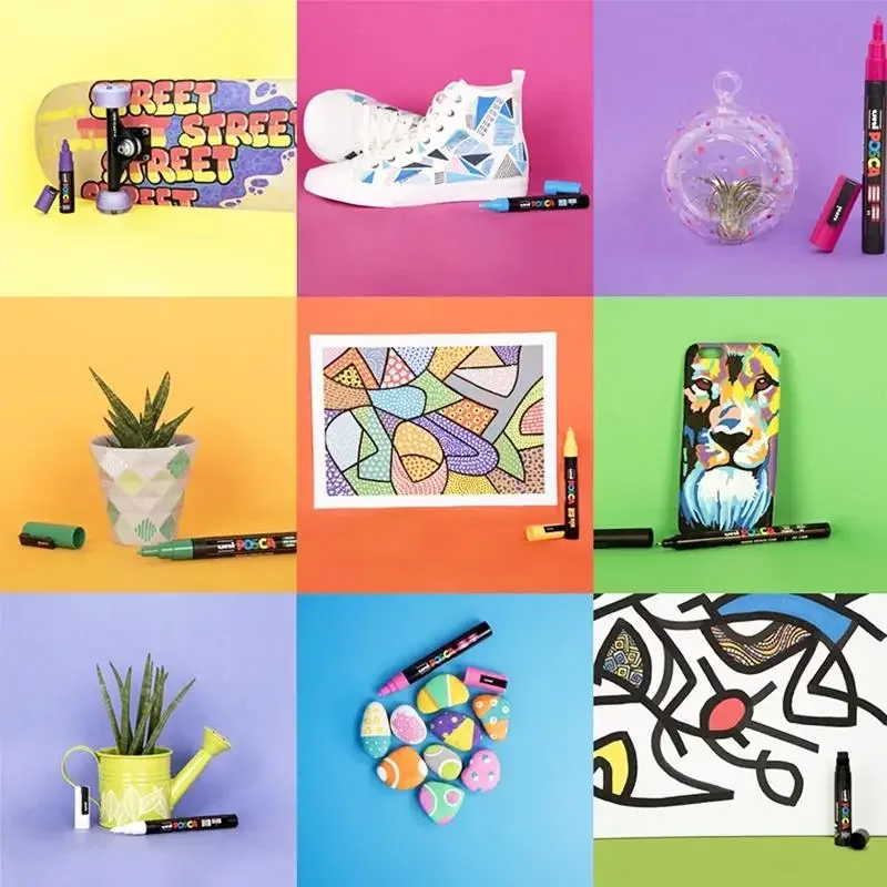 7 Db Uni Posca Mitsubishi Marker Készlet, PC-3M, Finom Hegyű Toll