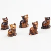 Hand Carved Tiger Eye Mini Kitten , Natural Stone Animal ,Gemstone Cat Figurine, Crystal Craft, Chakra, Home Garden Decor, 1.5" 2