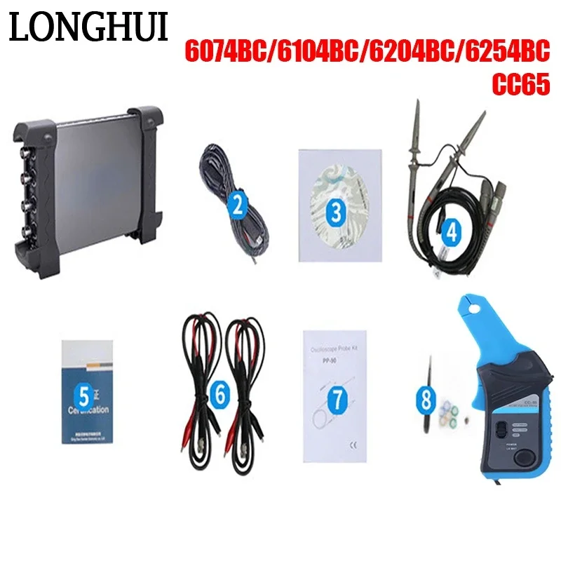

6074BC Car Virtual Oscilloscopes Portable Automotive Diagnostic Digital Storage Oscilloscope Tools PC USB 4 Channels 70MHz WIN10