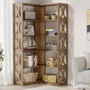 5-Tier Corner Bookshelf, L Shaped 66-Inch Corner Bookcase, Farmhouse Tall Bookshelves, Rustic Display Shelf Storage Organizer 1