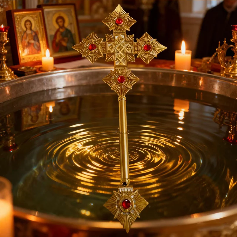 Neues Exquisites Östlich-Orthodoxes Rubin-Set Kreuz Zepter Religiöse Kirchenfeier Zeremonie Heilige Sammlung Erbe Geschenk – Detail 5