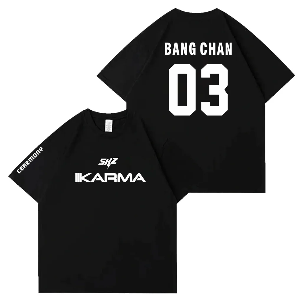 Kpop Stray 2025 Das 4. Album KARMA Zeremonie Kpop Mode Lose T Shirt Männer Frauen Casual Baumwolle Gemütliche K-pop Kurzarm Top – Detail 3