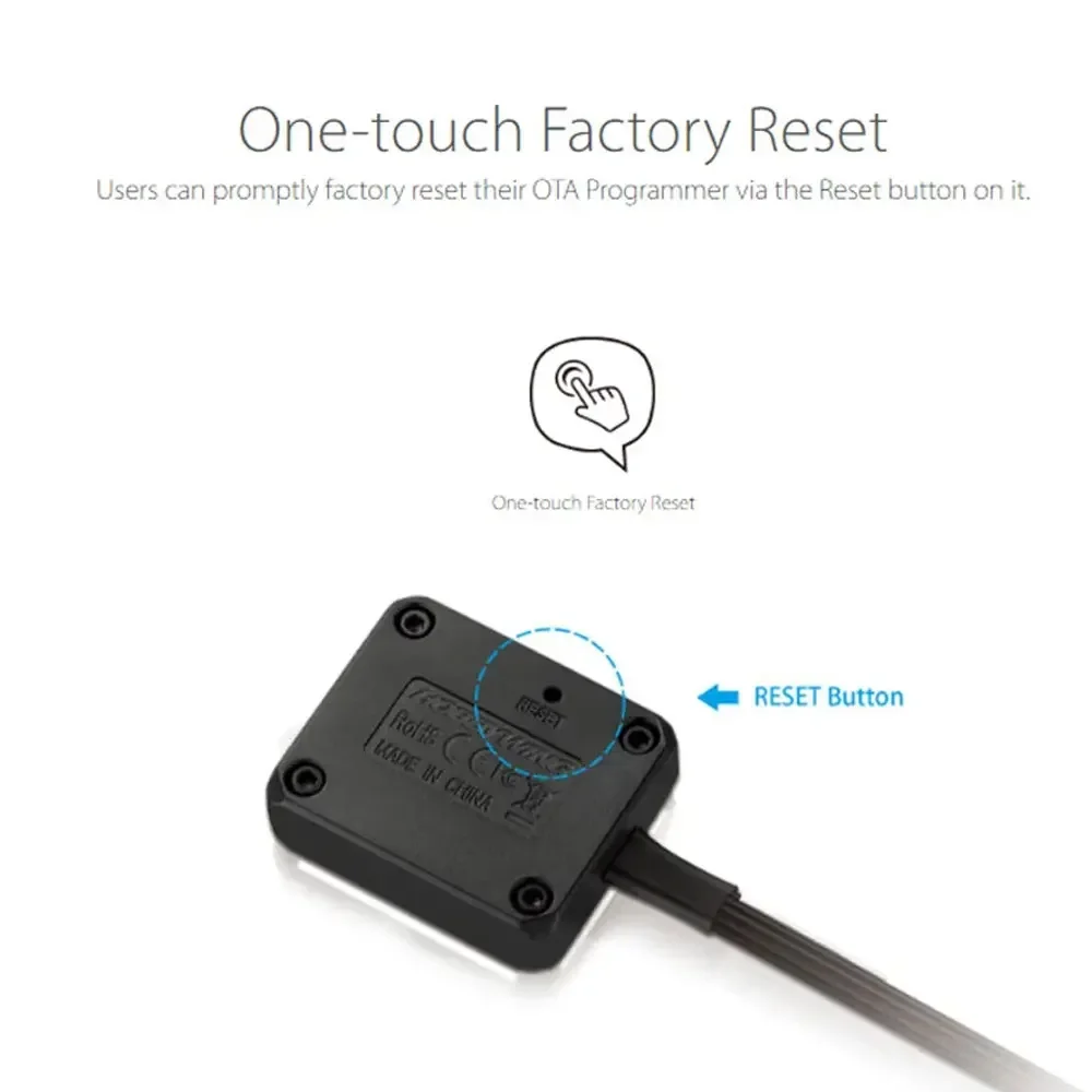 Interface du programmeur OTA Hobbywing avec menu de paramètres ESC et connexion Bluetooth active