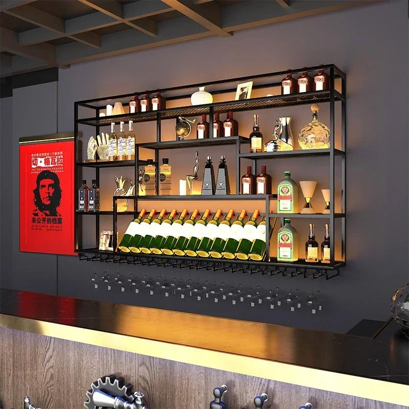 Shelf Bottle Storage Floating Bar Closet Movable Commercial Coffe Organizer Wine Rack Cabinet Beverage Shop Vinoteca Furniture