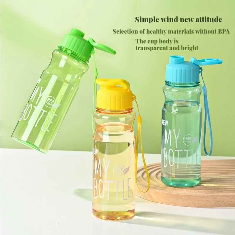 Sports Water Bottle Transparent Portable for Drinking Kitchen Tools 650ML for School Gym Travel Girl and Boy