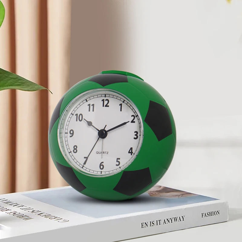 Football Creative Table Clock Simplified Student Silent Alarm Clock Home Desktop Cute Children's Cartoon Fun Time English Clock