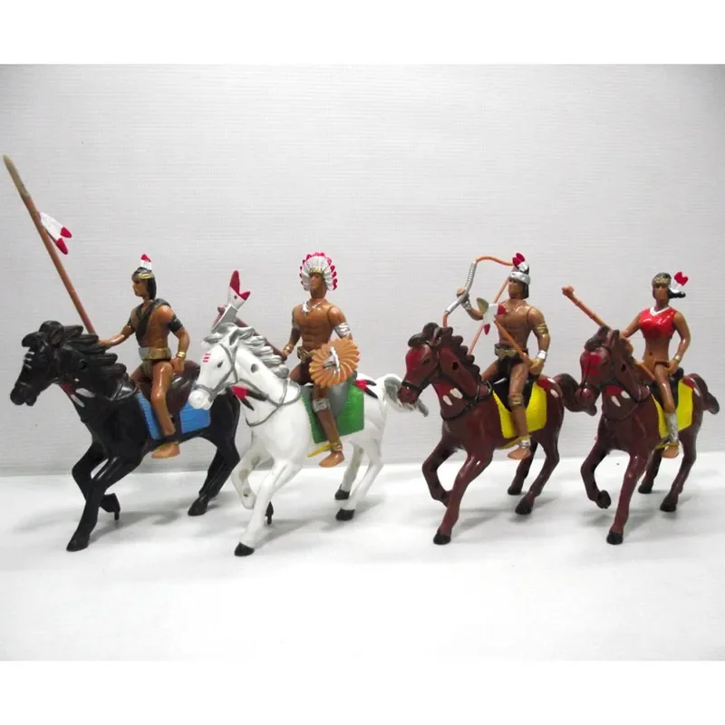 Lot De 3 Figurines Starlux – Indiens Et Cowboy, Bas Abîmés, Neufs