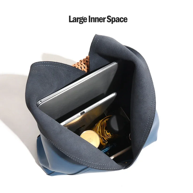 Cowhide Women's Handbag Soft Leather Shoulder Bag for Women Large Capacity Female Handbag Tote Ladies Bag Hobo Bucket