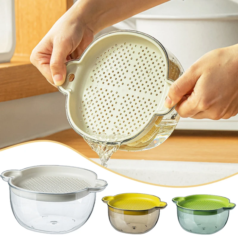 

Kitchen Drain Basket Vegetables Fruits Washing Basket Transparent Plastic Washing Basin for Vegetables Strainer Rice Bowl Filter