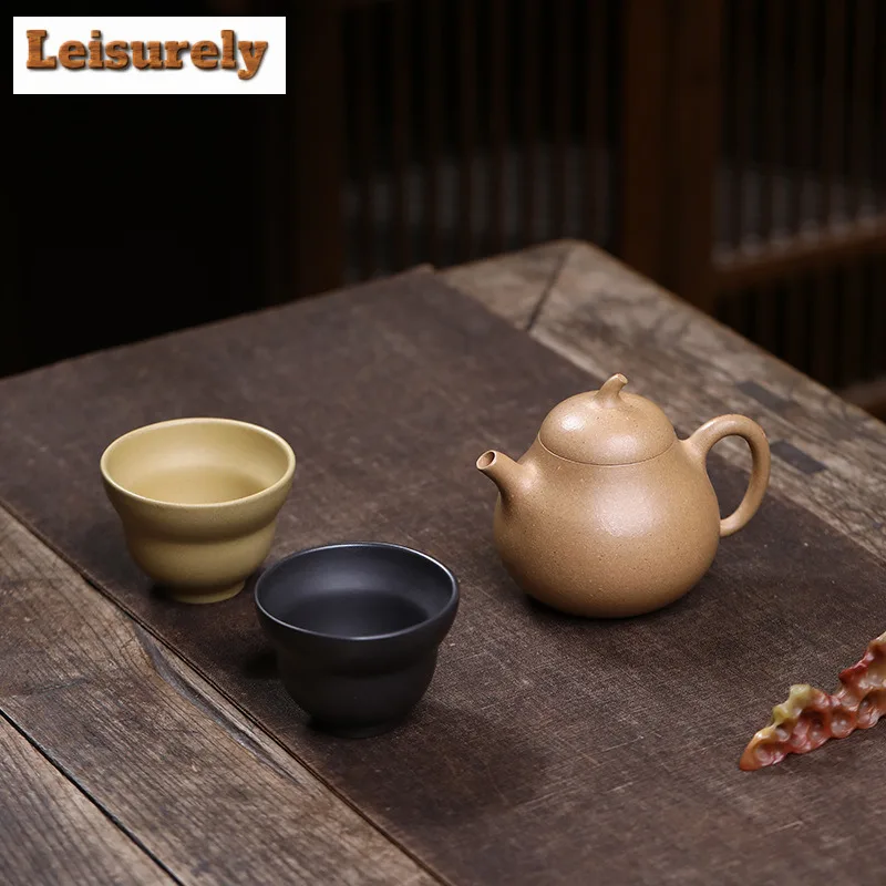 Yixing Purple Clay Teapots Handmade Eggplant Pot Raw Ore Section  Mud Tea Making Kettle With Strainer Zisha Tea Set 1 Pot 2 Cups