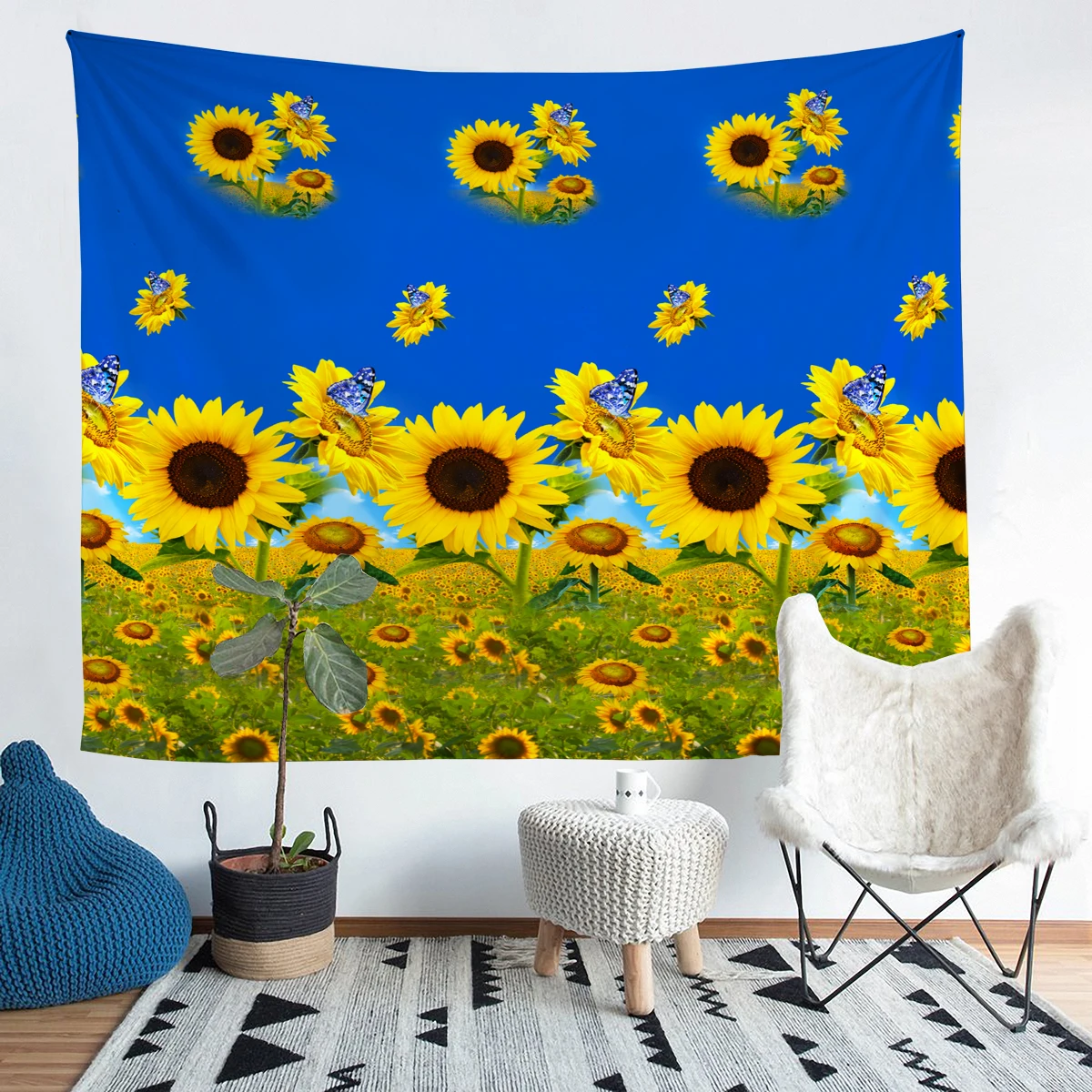 Sunflower Tapestry Wall Hanging Room Decor Aesthetic Fabric Wall