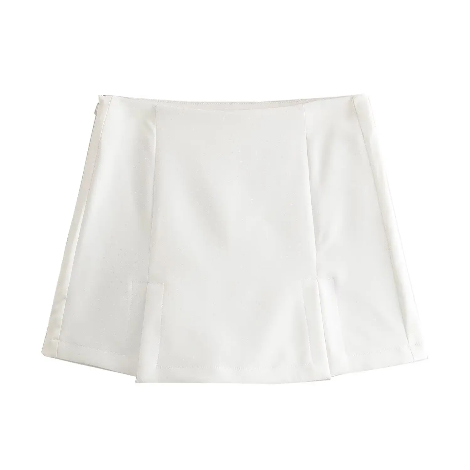 thumbnail image 1 of HH TRAF Top de tubo de estilo corsé con textura de satén sólido de verano para mujer con un solo pecho y bolsillos decorados con cremallera lateral, 1 of 5
