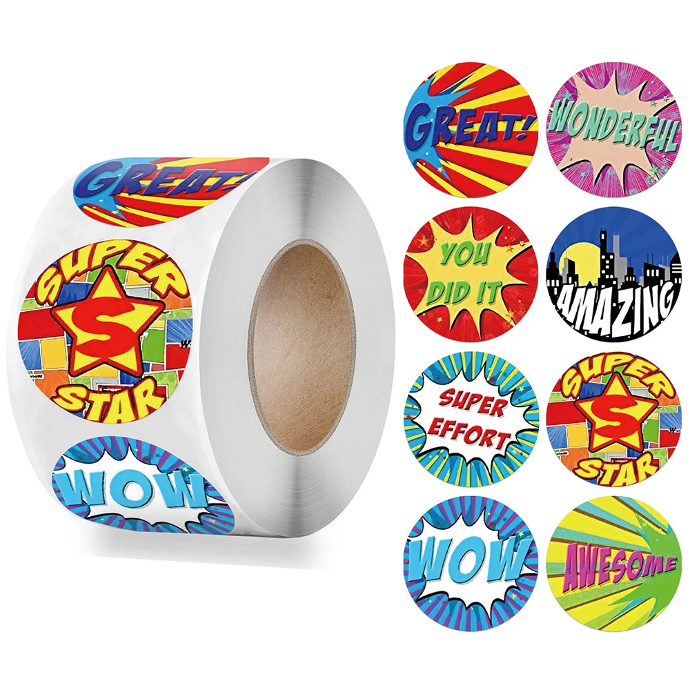 

500pcs 8 Designs Cartoon Encourage Sticker For Parents and Teachers Wonderful Motivational Reward Sticker for Students School