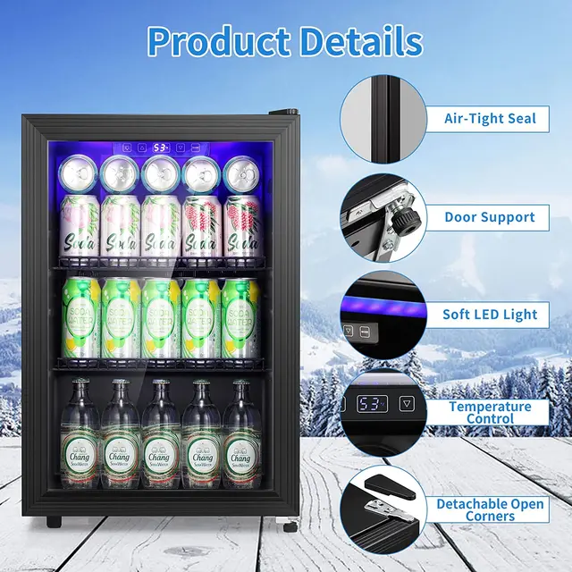 AGLUCKY 1 7 2 4 3 1 Cu Ft Beverage Refrigerator Cooler Mini Fridge Soda Beer