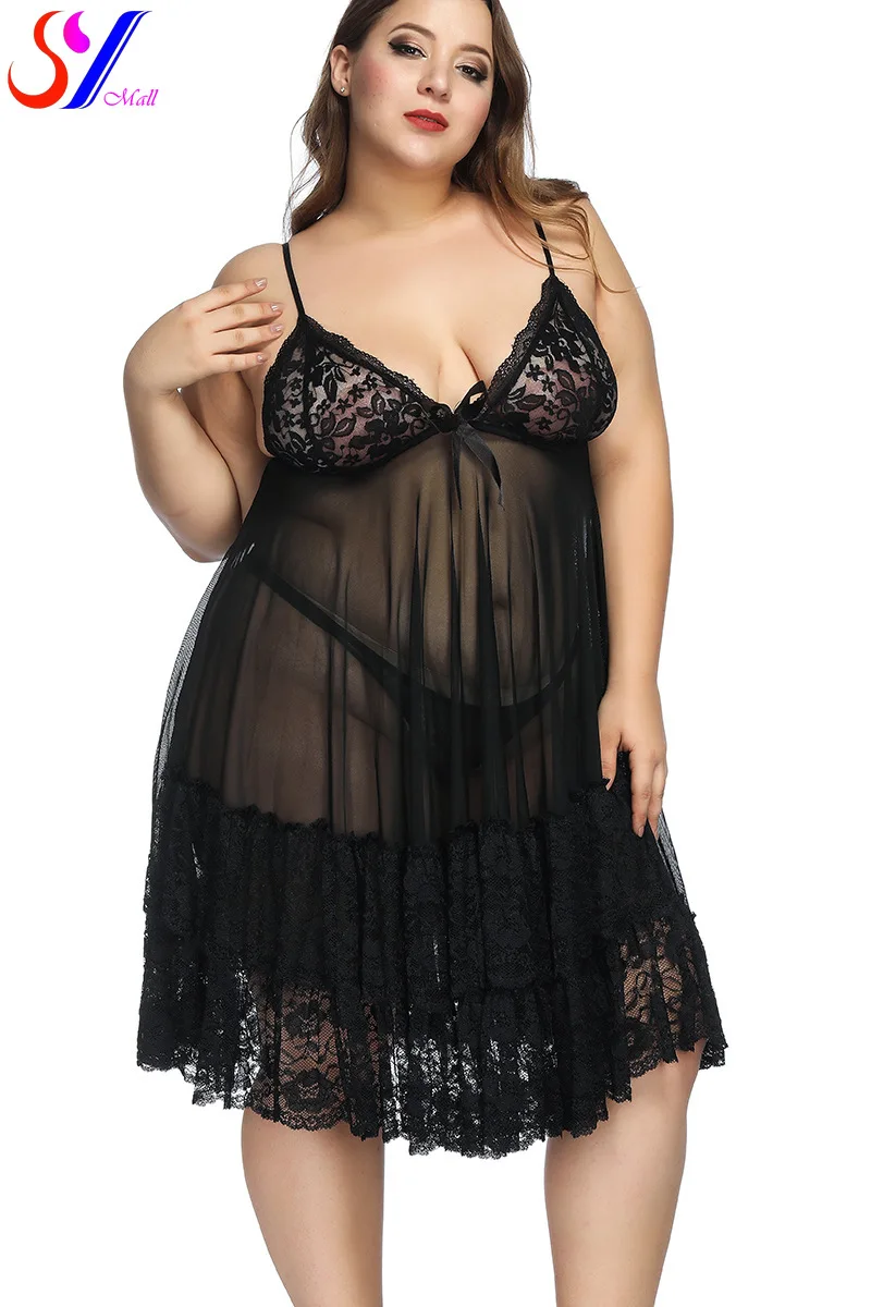 SY Large Size Women Nightdress Sexy Lingerie Sexy Nightwears Nightdress Pajamas Dresses For Women 5XL 6XL 7XL