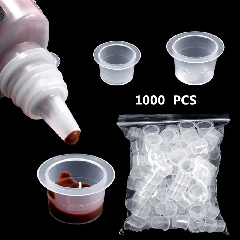 1000Pcs S/M/L Plastic Disposable Microblading Tattoo Ink Cups Permanent Makeup Pigment Holder Container Cap Tattoo Accessories