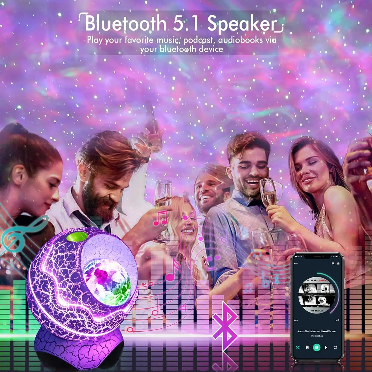 Dinosaur Egg Galaxy Star Projector Starry Light Music Player - AIXIVO product image