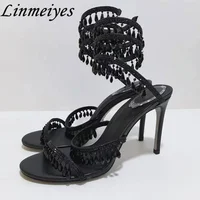 Sandales d'été à talons hauts pour femmes, chaussures de mariage, gladiateur 1