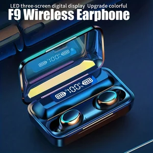 F9 Wireless Earphones Bluetooth TWS LED Dislpaly Binaural Headset Waterproof Earbud HD Calling CVC 8.0 Noise Reduction Headphone