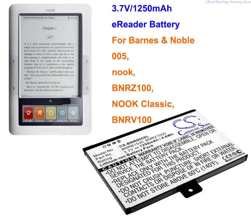 NEW replacement Battery for Barnes & Noble NOOK 005 replaces BNRB1530 BNRZ1000 9BS11GTFF10B3 9875521***NOT COMPATIBLE WITH MODELS BNRZ100 & BNRV100 and part # BNRB454261 