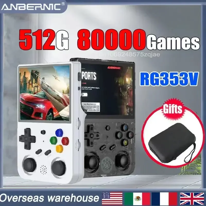 

512G ANBERNIC RG353V 3.5 INCH 640*480 Handheld Game Player Handle Android 11 Linux Built-in 20 Simulator Retro 100000 Game PSP