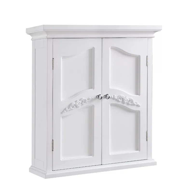 

Teamson Home Versailles Wooden Wall Cabinet with 2 Shelves, White Bathroom Furniture Storage Cabinet