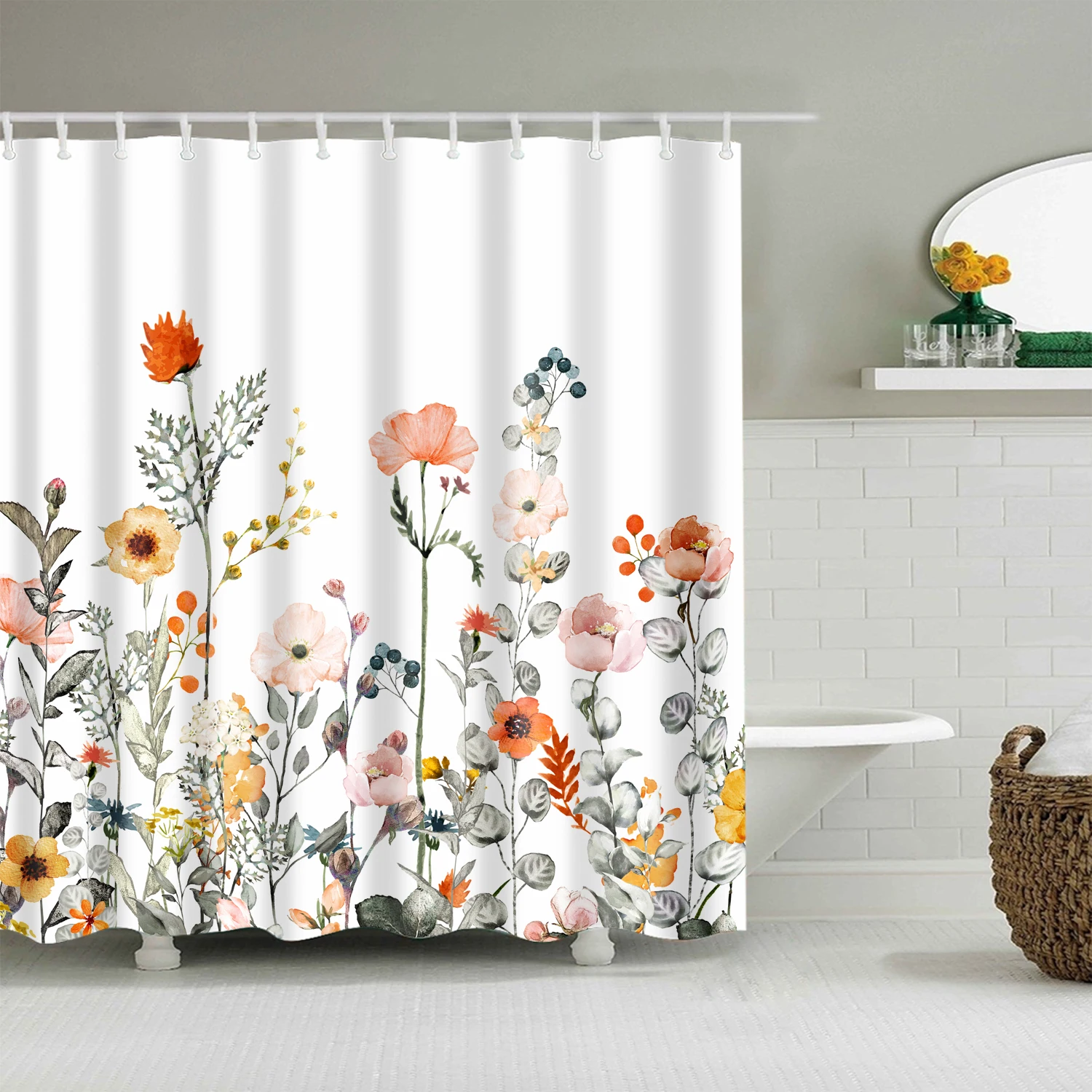 Flower Dandelion Red Rose Small Fresh Shower Curtains Bathroom Curtain Frabic Waterproof Polyester Bathroom Curtain with Hooks shower curtains