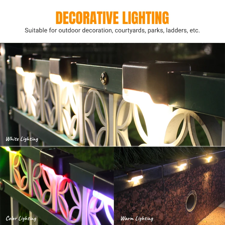 Description Picture 6 of item12Pack LED Solar Stair Light Lamp IP65 Waterproof Passage Courtyard Guardrail Step Night Light for Outdoor Garden Terrace Fence