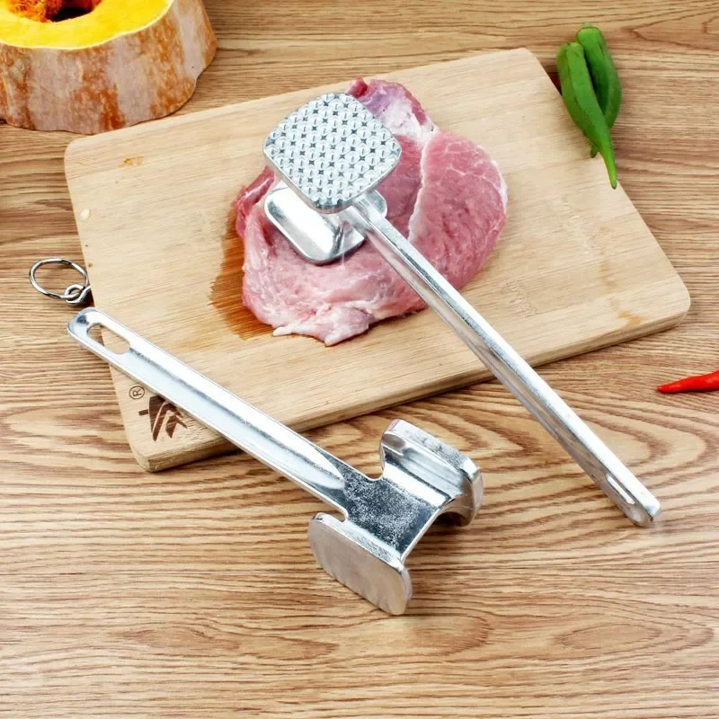 Meat Tenderizer Hammer Household Aluminum Alloy Steak Duty Metal Mallet 19cm Kitchen Tool Heavy Hammer Double-sided Meat
