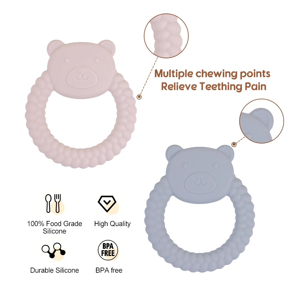 1Pcs Baby Teether Silicone Toy BPA Free Cartoon Bear Nursing Teething Gifts Baby Health Molar Chewing Newborn Accessories Toy 3