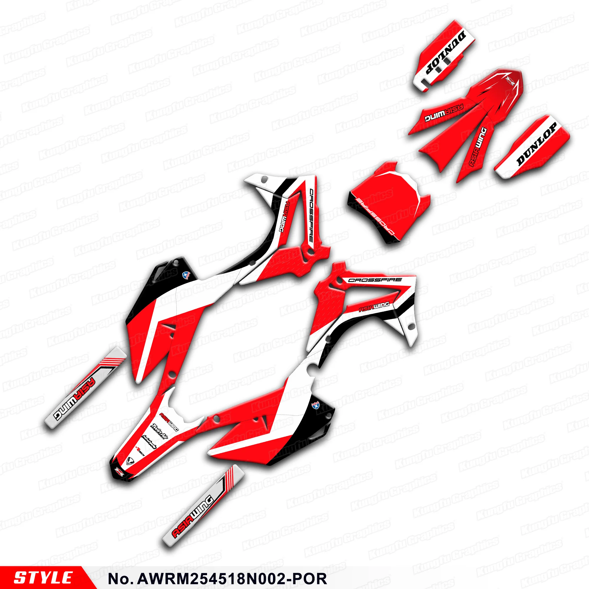 

Aftermarket Graphics MX Sticker Decal for Asiawing LX250 LX450 2018 2019 2020 2021 2022 2023 2024, AWRM254518N002-POR