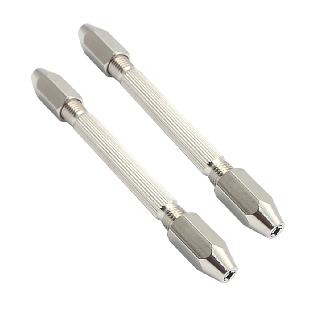 2 Pcs Hexagonal Double Ended Hand Drill Pin Vise Mini Bit Holder Brass High Speed Watch Repair Tool Ergonomic Non Grip For 6