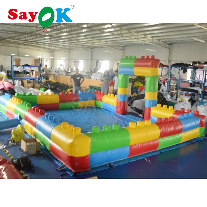

SAYOK 4M/8M Inflatable Gaga Ball Pit Playground Inflatable Fence Field with PVC Mat for Kids Toddlers Outdoor Indoor Park