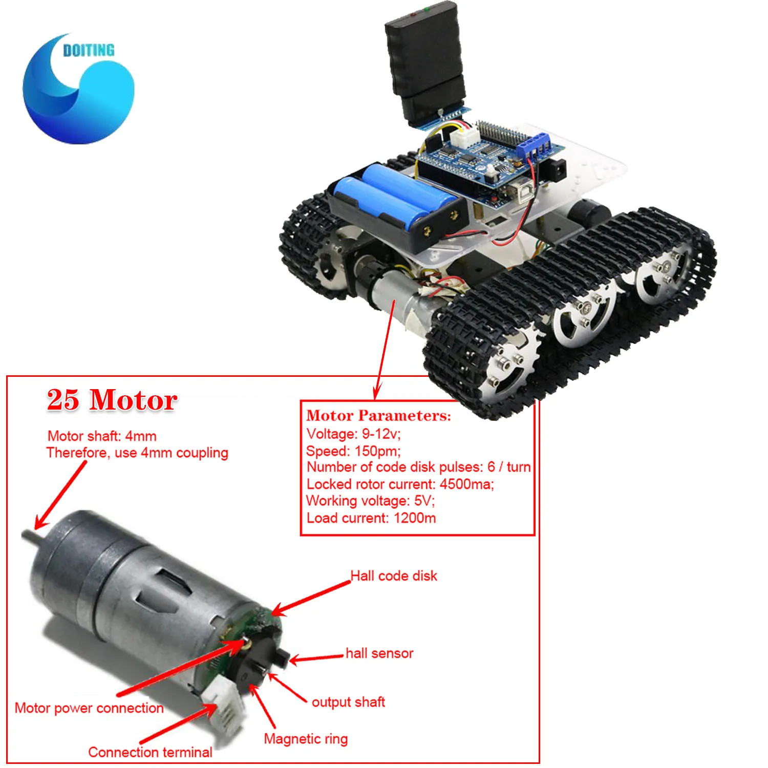 핸들/블루투스/WiFi RC 제어 제어 도로 모터 드라이버 보드, WiFi가 포함된 Arduino용 미니 T100 로봇 탱크 섀시 차량용 키트