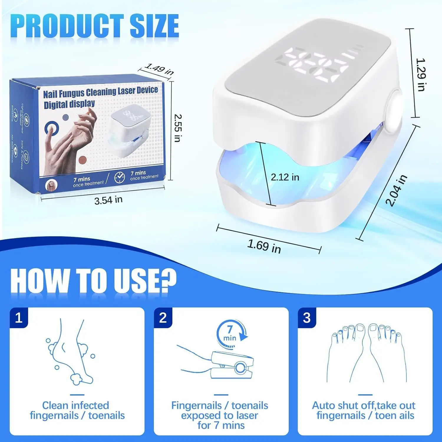 Nail Fungus Remover Personal Health Care Laser Therapy Pen Nail Fungus Laser Device with Time Display 470nm950nm wavelength for Finger/Toenails