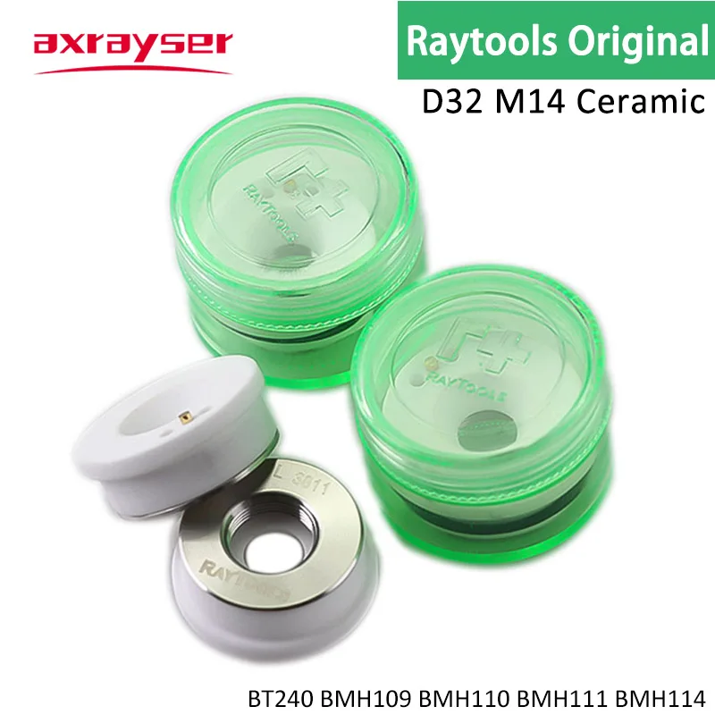 Raytools Original Laser Ceramic Body Nozzle Holder Ring Dia32mm M14 Green Box for Fiber Cutting Head BT230 BT240 BMH110 114etc. laser nozzle holder ring