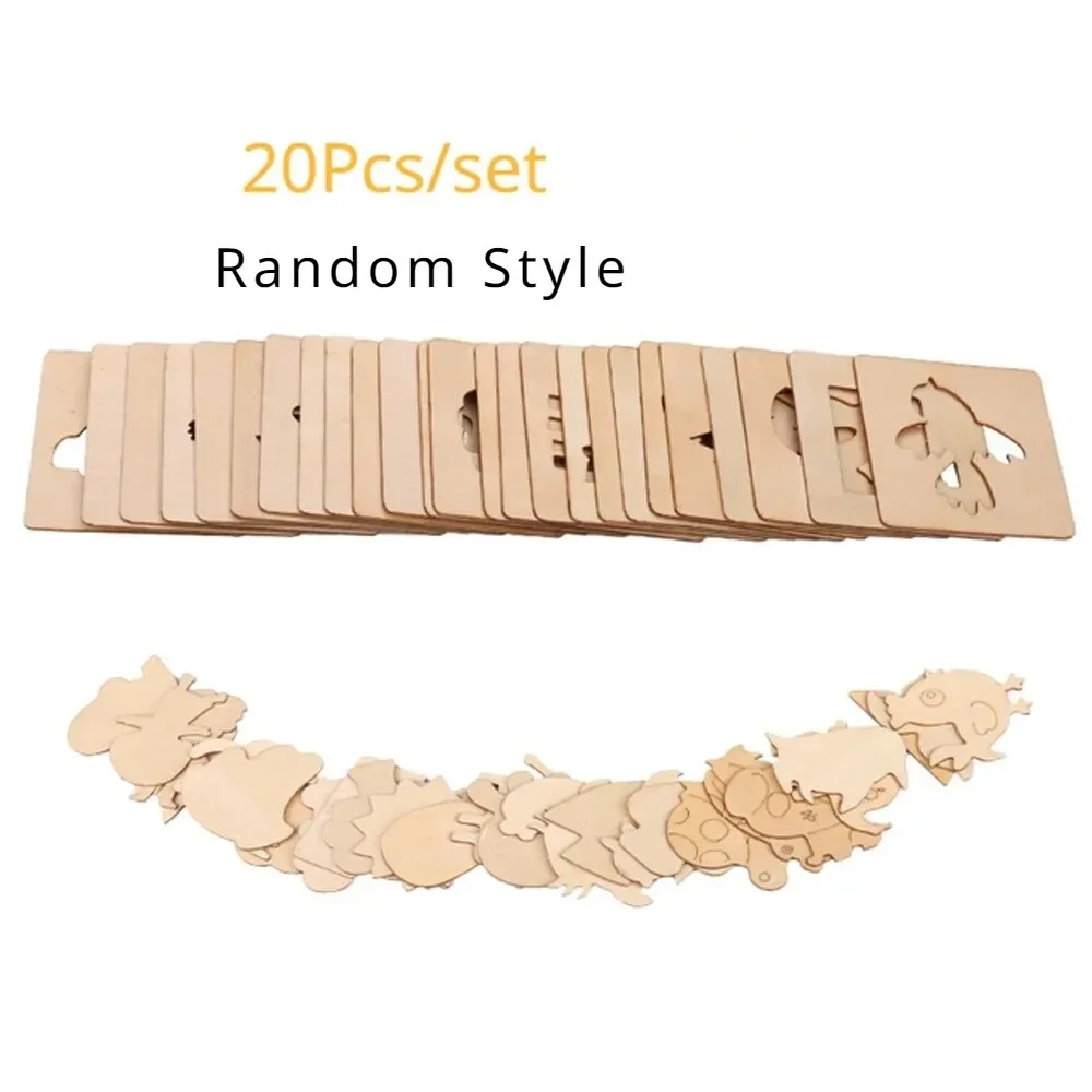 Montessori Kids Toys Drawin Tools Wooden DIY Painting Template Stencils Learning Educational Tool for Children Gift 20pcs
