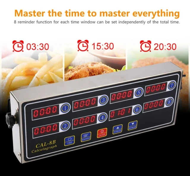 CAL-12C Portable Calculagraph 12-Channel Digital Kitchen Timer Commercial  Cooking Timing LCD Display Clock Shaking Reminder