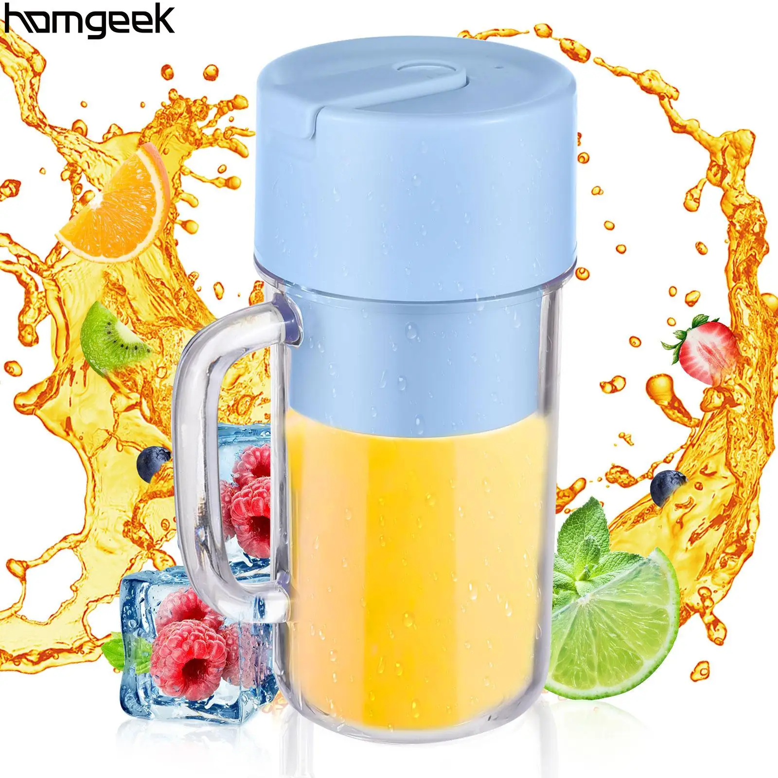 샤오미 휴대용 믹서기 믹서, 전기 착즙기 과일 미니 믹서기, 쉐이크 및 스무디 착즙기 스포츠 야외 Tr, 6 블레이드, 600ML 