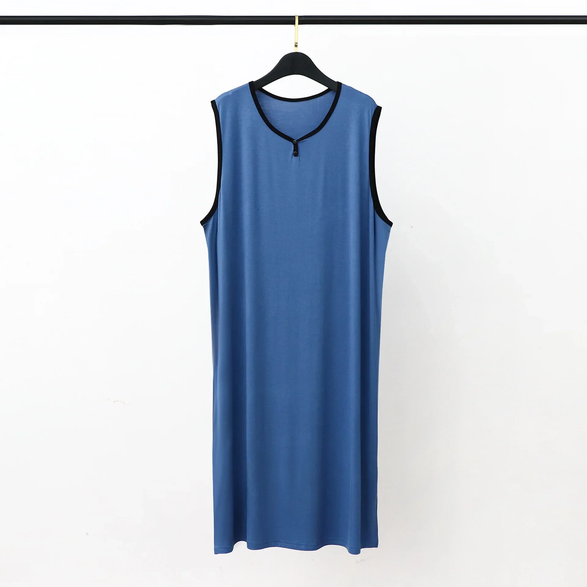 모달 남성 잠옷 잠옷 남성 긴 조끼 드레스 캐주얼 루즈 대형 Homewear 남성용 여름 얇은 목욕 가운 잠옷